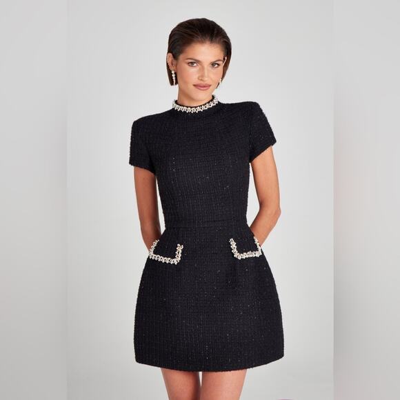 NADINE MERABI Dresses & Skirts - Nadine Merabi Simone Black Mini Dress 10